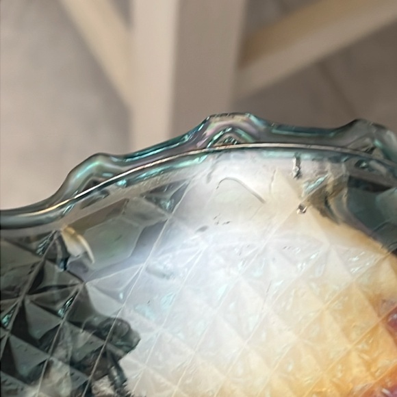 Vintage Iridescent blue Carnival glass ruffled edge hostess plate - Picture 6 of 9